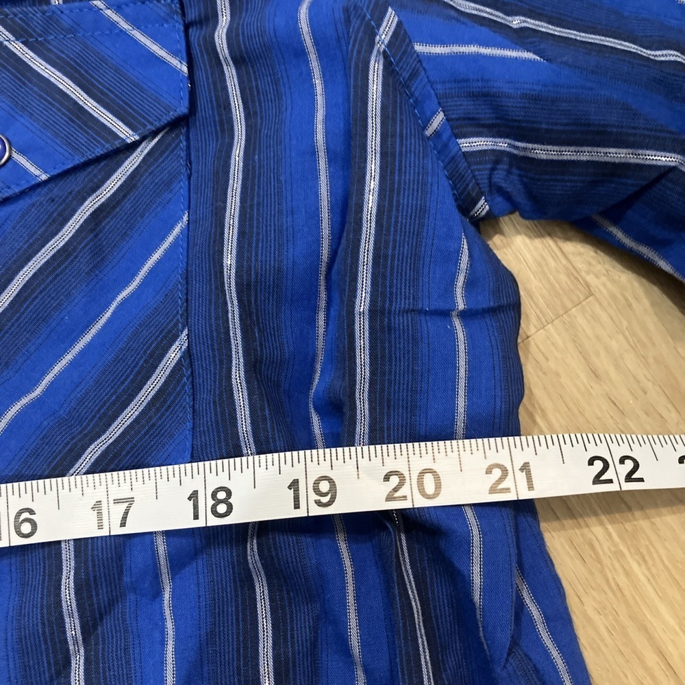 Wrangler Western Pearl Snap Shirt L Blue - Picture 3 of 6